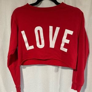 Juniors small love crop top sweatshirt
